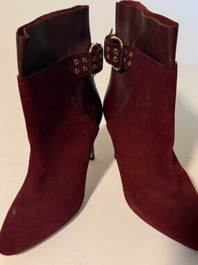 Jimmy Choo Major 85 Suede Bordeaux Ankle Boots